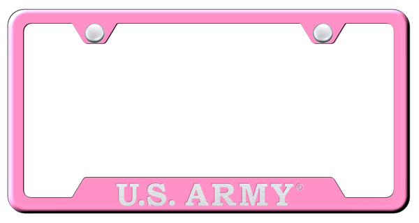 U.S. Army Cut-Out Frame - Laser Etched Pink License Plate Frame - GF.ARMY.EP