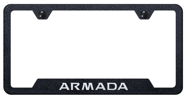 Nissan Armada Cut-Out Frame - Laser Etched Rugged Black License Plate Frame - GF.ARM.ERB