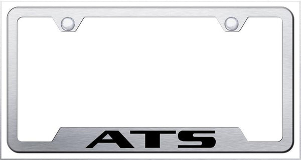 Cadillac ATS Brushed Stainless Steel Notched Laser Etched License Frame - GF.ATSC.ES