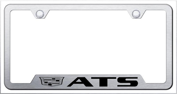 Cadillac ATS Brushed Stainless Steel Notched Laser Etched License Frame - GF.ATSC3.ES