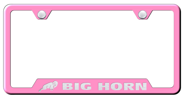 RAM Big Horn Cut-Out Frame - Laser Etched Pink License Plate Frame - GF.BGH.EP