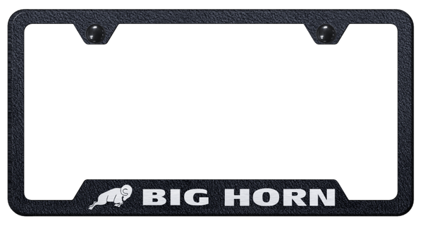 RAM Big Horn Cut-Out Frame - Laser Etched Rugged Black License Plate Frame - GF.BGH.ERB