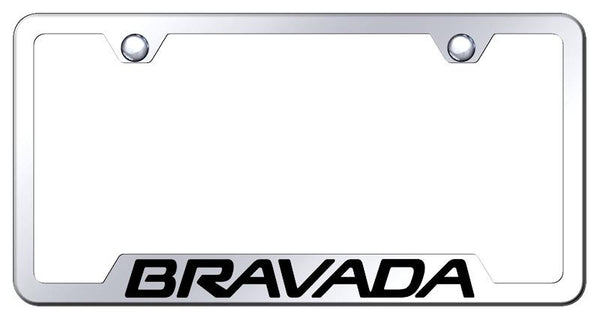 Oldsmobile Bravada Stainless Steel Notched Laser Etched License Frame - GF.BRA.EC