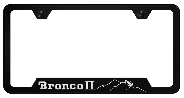 Ford Bronco II Mountain Cut-Out Frame - Laser Etched Black License Plate Frame - GF.BRO2M.EB