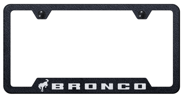 Ford Bronco 2020 Cut-Out Frame - Laser Etched Rugged Black License Plate Frame - GF.BRO3.ERB