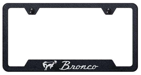 Ford Bronco Cut-Out Frame - Laser Etched Rugged Black License Plate Frame - GF.BRO.ERB