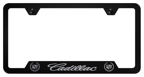 Cadillac Cadillac Black Notched Laser Etched License Frame - GF.CAD.EB