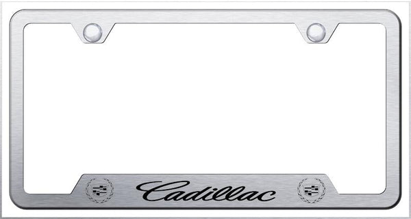 Cadillac Cadillac Brushed Stainless Steel Notched Laser Etched License Frame - GF.CAD.ES