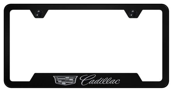 Cadillac Cadillac Black Notched Laser Etched License Frame - GF.CAD3.EB