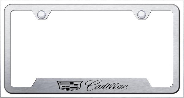 Cadillac Cadillac Brushed Stainless Steel Notched Laser Etched License Frame - GF.CAD3.ES