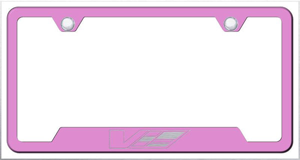 Cadillac Cadillac V Pink Notched Laser Etched License Frame - GF.CADV.EP