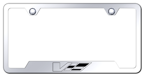 Cadillac Cadillac V Logo Cut-Out Frame - Laser Etched Mirrored License Plate Frame - GF.CADV.EC