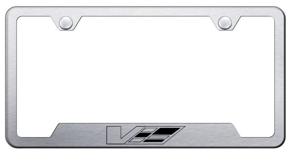 Cadillac Cadillac V Logo Cut-Out Frame - Laser Etched Brushed License Plate Frame - GF.CADV.ES