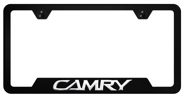 Toyota Camry OEM Cut-Out Frame - Chrome on Black License Plate Frame - GF.CAM.CB