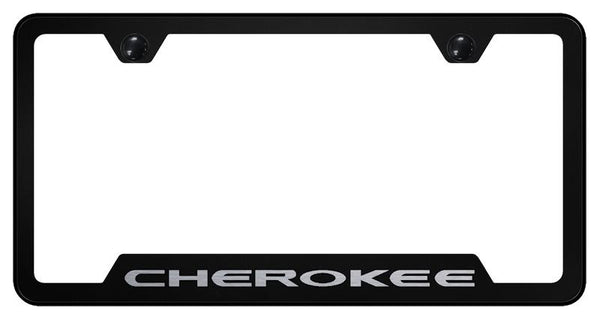 Jeep Cherokee Black Notched Laser Etched License Frame - GF.CHE.EB