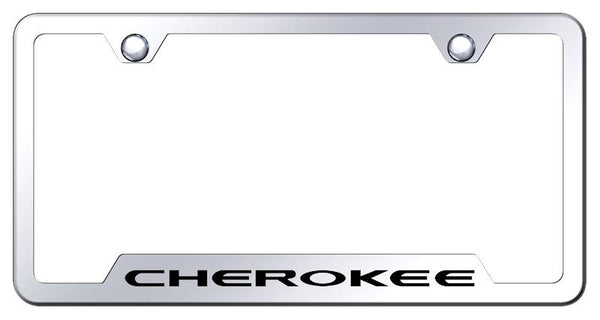 Jeep Cherokee Stainless Steel Notched Laser Etched License Frame - GF.CHE.EC