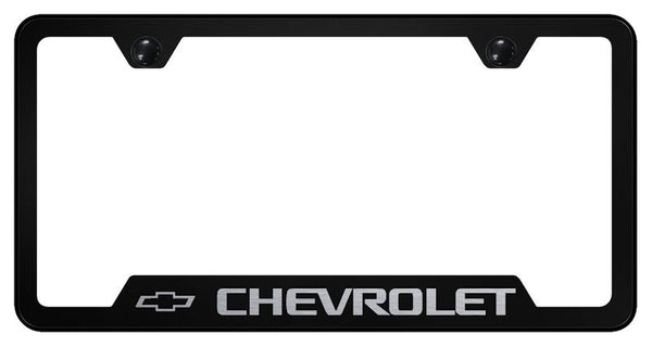 Chevrolet Chevrolet Black Notched Laser Etched License Frame - GF.CHV.EB