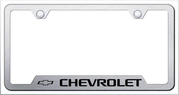 Chevrolet Chevrolet Brushed Stainless Steel Notched Laser Etched License Frame - GF.CHV.ES