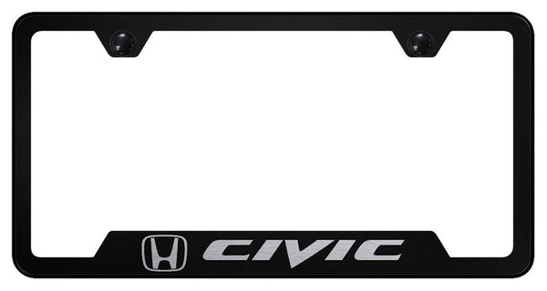 Honda Civic Black Notched Laser Etched License Frame - GF.CIV.EB