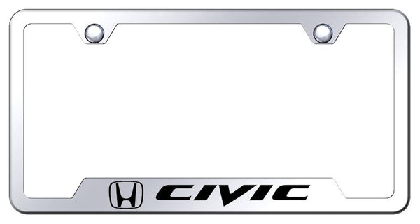 Honda Civic Stainless Steel Notched Laser Etched License Frame - GF.CIV.EC