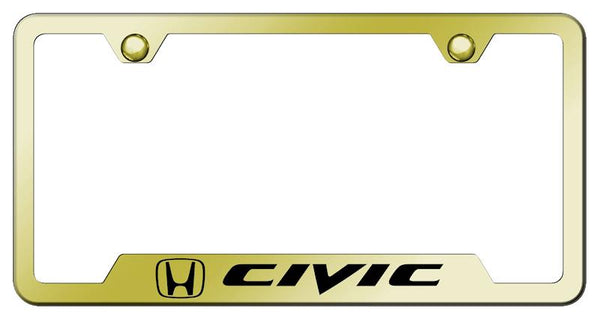 Honda Civic Gold Notched Laser Etched License Frame - GF.CIV.EG