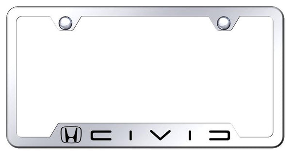 Honda Civic Stainless Steel Notched Laser Etched License Frame - GF.CIVC.EC