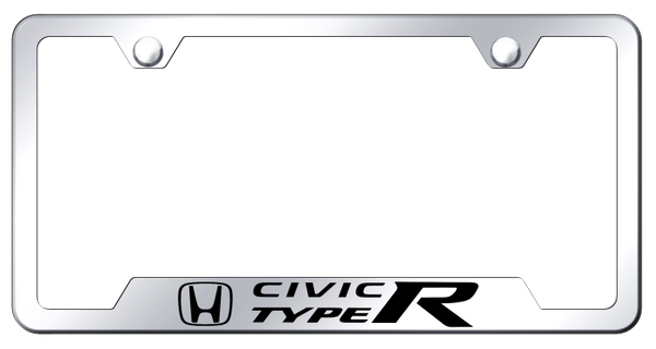 Honda Civic Type R Cut-Out Frame - Laser Etched Mirrored License Plate Frame - GF.CIVR.EC