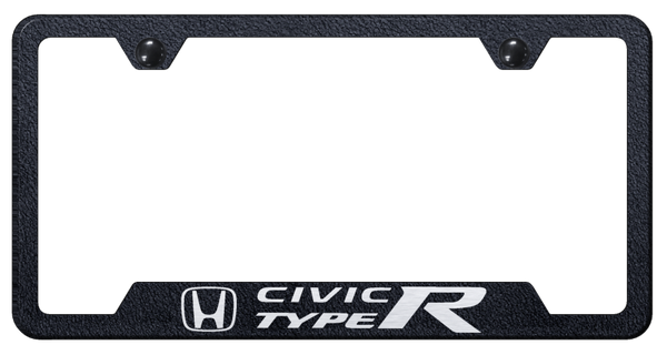 Honda Civic Type R Cut-Out Frame - Laser Etched Rugged Black License Plate Frame - GF.CIVR.ERB