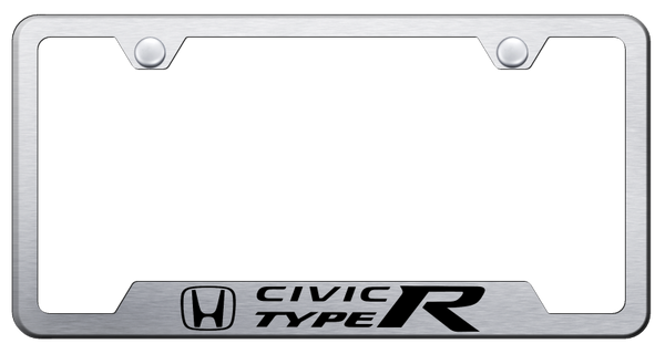 Honda Civic Type R Cut-Out Frame - Laser Etched Brushed License Plate Frame - GF.CIVR.ES