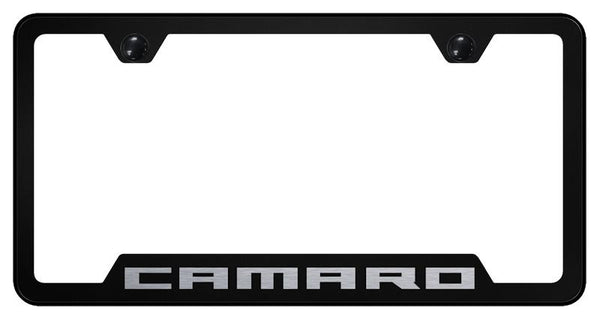 Chevrolet Camaro Black Notched Laser Etched License Frame - GF.CMR.EB