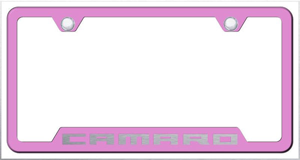 Chevrolet Camaro Pink Notched Laser Etched License Frame - GF.CMR.EP