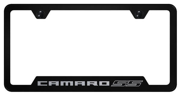 Chevrolet Camaro SS Black Notched Laser Etched License Frame - GF.CMRSS.EB