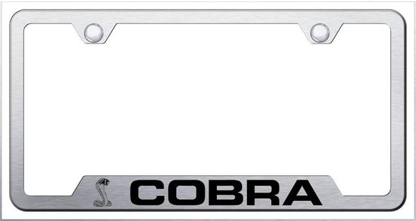 Ford Cobra Brushed Stainless Steel Notched Laser Etched License Frame - GF.COB.ES