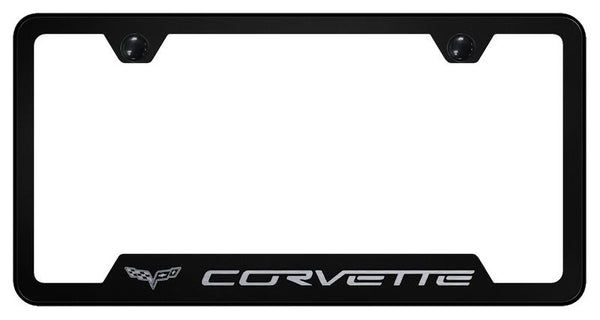 Chevrolet Corvette C6 Black Notched Laser Etched License Frame - GF.COV6.EB