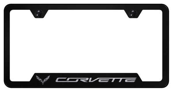 Chevrolet Corvette C7 Black Notched Laser Etched License Frame - GF.COV7.EB