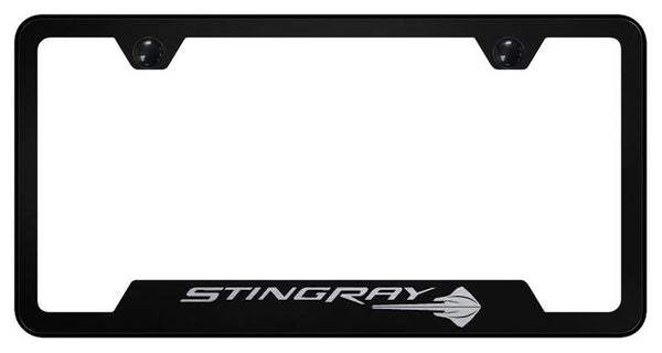 Chevrolet Corvette C7 Stringray Black Notched Laser Etched License Frame - GF.COV7SR.EB