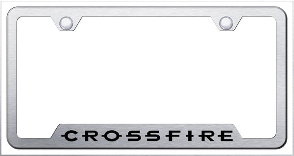 Chrysler Crossfire Logo Brushed Stainless Steel Notched Laser Etched License Frame - GF.CRO.ES