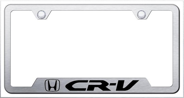 Honda CRV Brushed Stainless Steel Notched Laser Etched License Frame - GF.CRV.ES