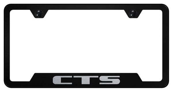 Cadillac CTS Black Notched Laser Etched License Frame - GF.CTS.EB