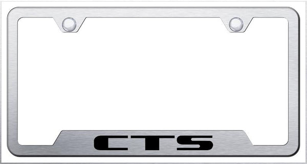 Cadillac CTS Brushed Stainless Steel Notched Laser Etched License Frame - GF.CTS.ES