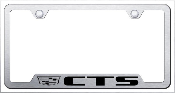 Cadillac CTS Brushed Stainless Steel Notched Laser Etched License Frame - GF.CTS3.ES