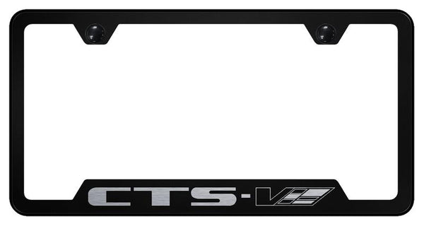 Cadillac CTS-V Black Notched Laser Etched License Frame - GF.CTSV.EB