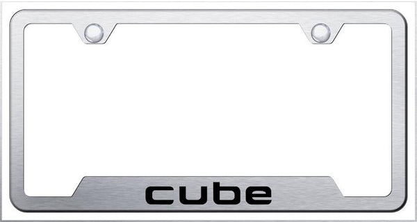 Nissan Cube Brushed Stainless Steel Notched Laser Etched License Frame - GF.CUBE.ES