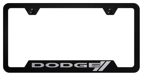 Dodge Dodge Stripes Black Notched Laser Etched License Frame - GF.DODS.EB