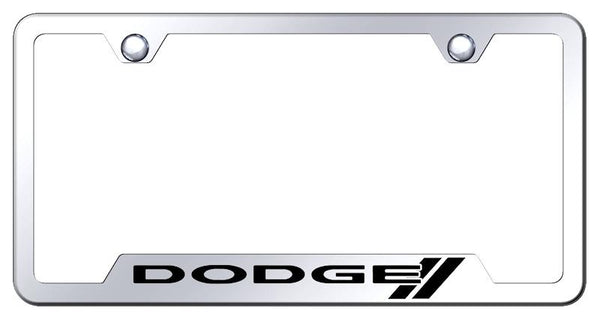 Dodge Dodge Stripe Stainless Steel Notched Laser Etched License Frame - GF.DODS.EC