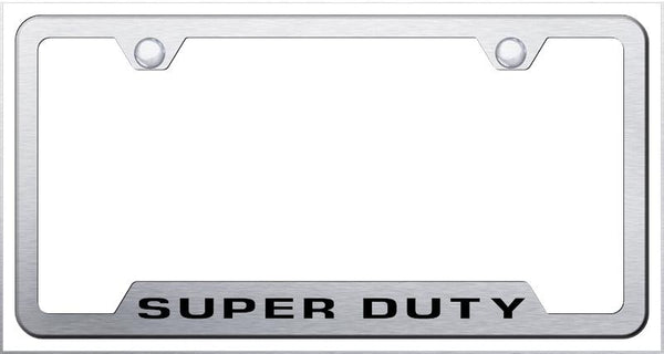 Ford Super Duty Brushed Stainless Steel Notched Laser Etched License Frame - GF.DTY.ES