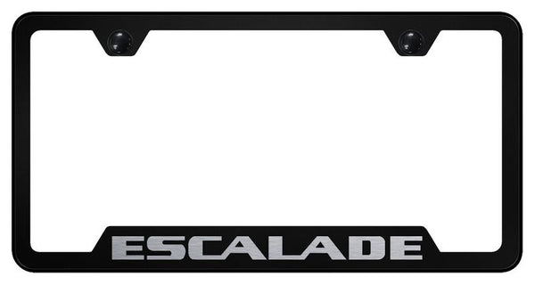 Cadillac Escalade Black Notched Laser Etched License Frame - GF.ESA.EB