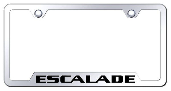 Cadillac Escalade Stainless Steel Notched Laser Etched License Frame - GF.ESA.EC