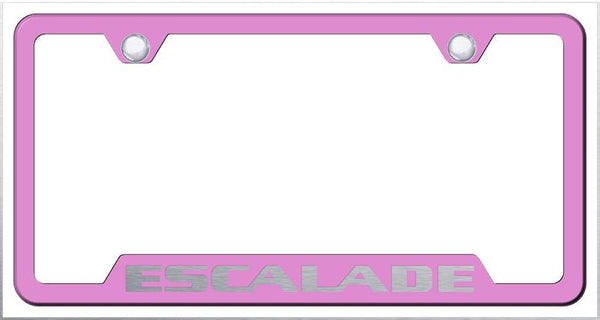 Cadillac Escalade Pink Notched Laser Etched License Frame - GF.ESA.EP