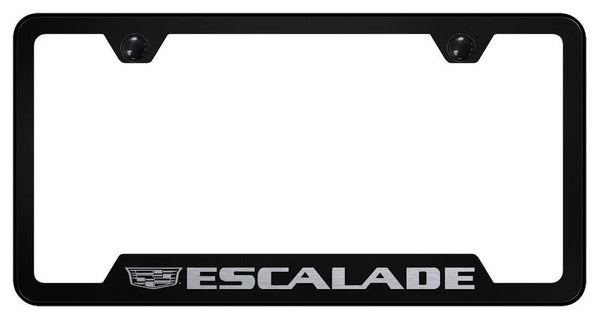 Cadillac Escalade Black Notched Laser Etched License Frame - GF.ESA3.EB